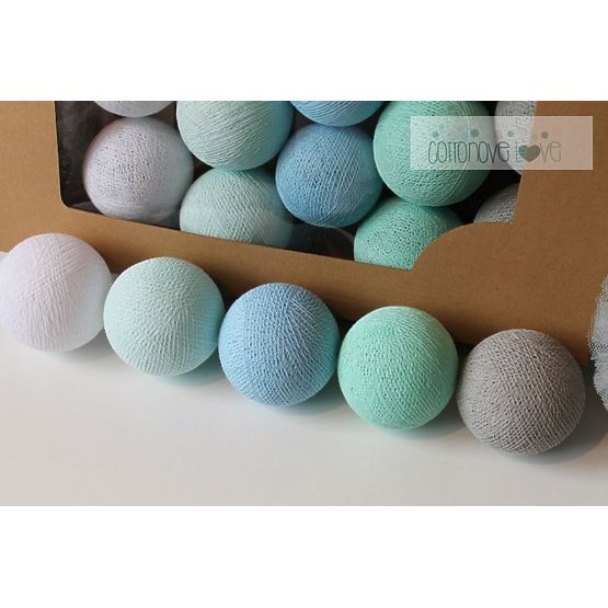 Bavlněné svítící LED kuličky Cotton Balls - mint pastel
