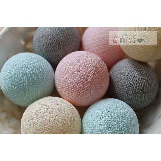 Bavlněné svítící LED kuličky Cotton Balls - pudrové