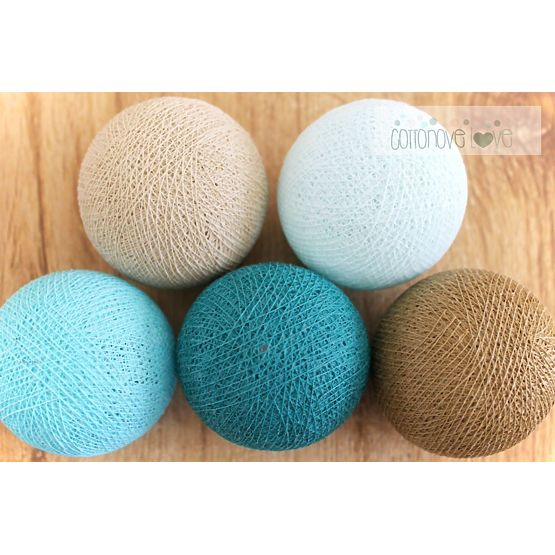 Bavlněné svítící LED kuličky Cotton Balls - tyrkysové