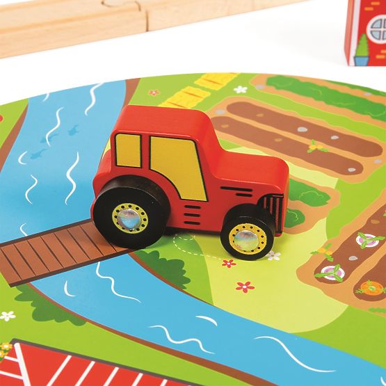Bigjigs Rail Drvena željeznička pruga sa seoskom cestom 80 dijelova