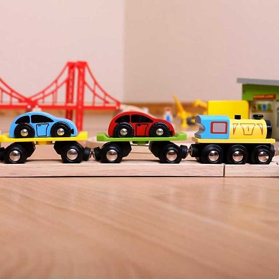 Bigjigs Rail Teretni vlak s automobilima i tračnicama