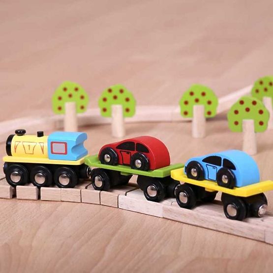 Bigjigs Rail Teretni vlak s automobilima i tračnicama
