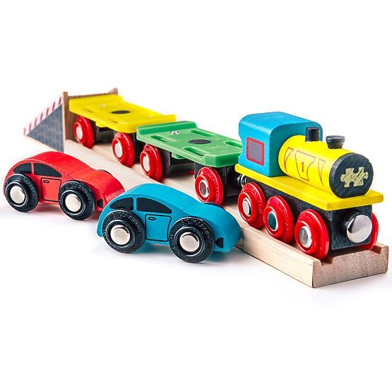 Bigjigs Rail Teretni vlak s automobilima i tračnicama