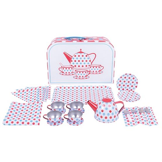 Bigjigs Toys Čajni set s točkicama u kovčegu