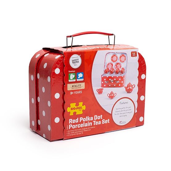 Bigjigs Toys Crveni točkasti čajni set