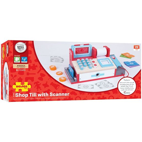Bigjigs Toys Drvena kasa crvena