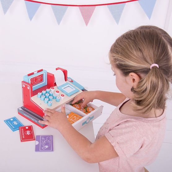 Bigjigs Toys Drvena kasa crvena