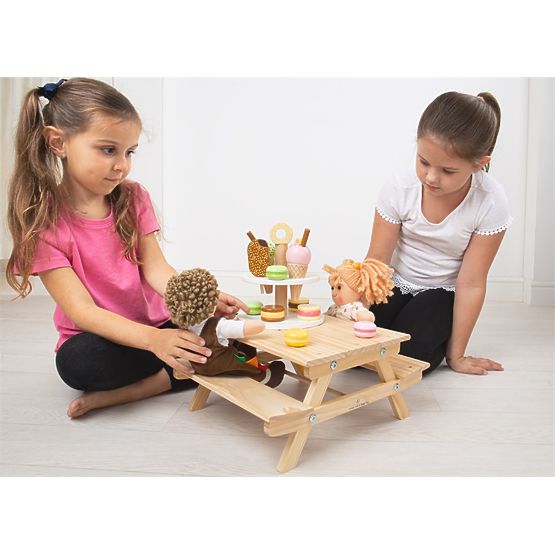 Bigjigs Toys Drvena piknik klupa za lutke