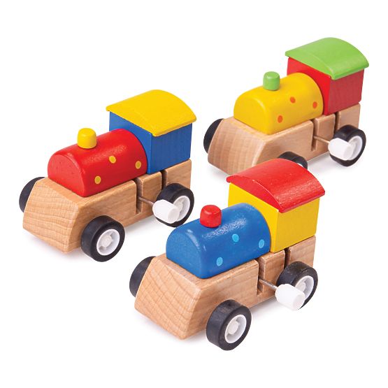 Bigjigs Toys Drvena šarena lokomotiva na navijanje 1 kom
