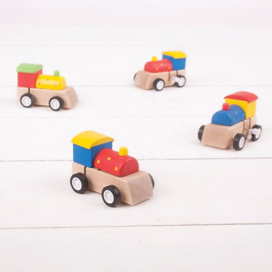 Bigjigs Toys Drvena šarena lokomotiva na navijanje 1 kom