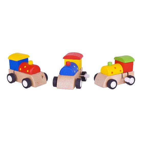 Bigjigs Toys Drvena šarena lokomotiva na navijanje 1 kom
