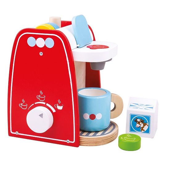 Bigjigs Toys Drveni aparat za kavu crveni