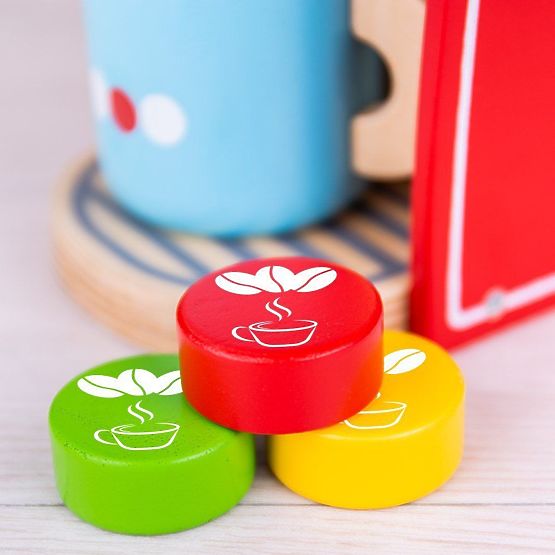 Bigjigs Toys Drveni aparat za kavu crveni