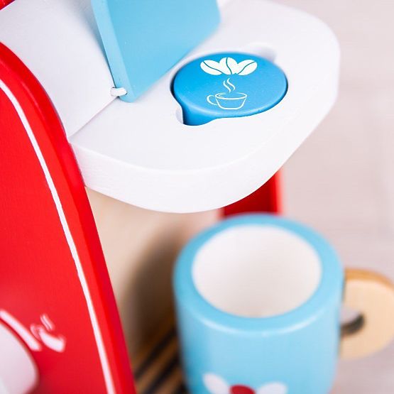 Bigjigs Toys Drveni aparat za kavu crveni