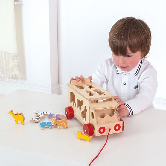 Bigjigs Toys Drveni autić sa životinjama