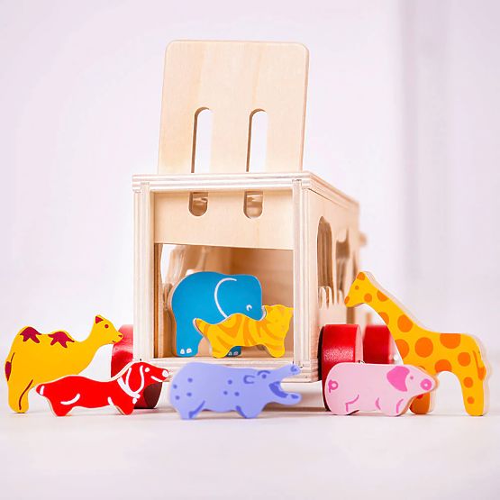Bigjigs Toys Drveni autić sa životinjama