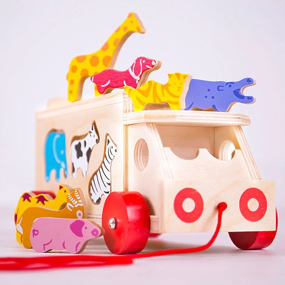 Bigjigs Toys Drveni autić sa životinjama