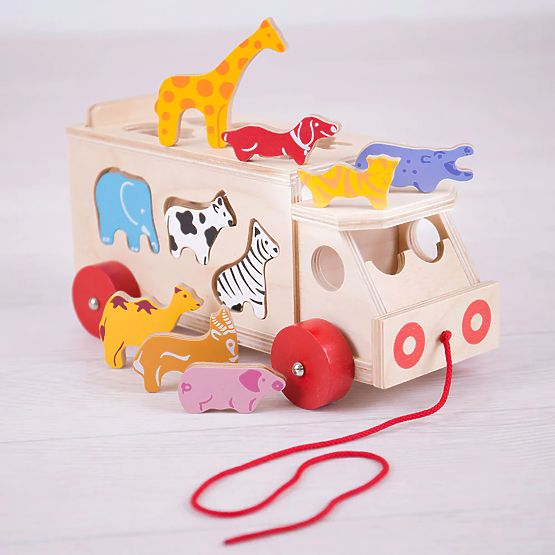 Bigjigs Toys Drveni autić sa životinjama