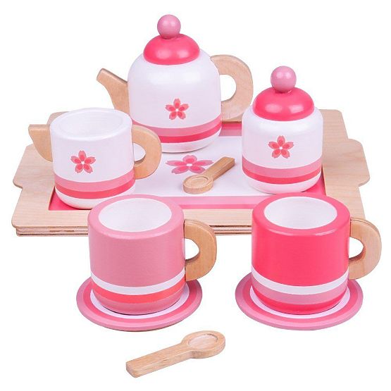 Bigjigs Toys Drveni set za čaj ružičasti