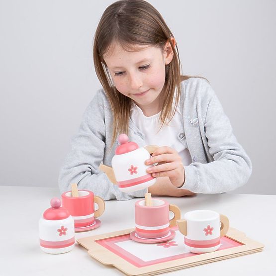 Bigjigs Toys Drveni set za čaj ružičasti
