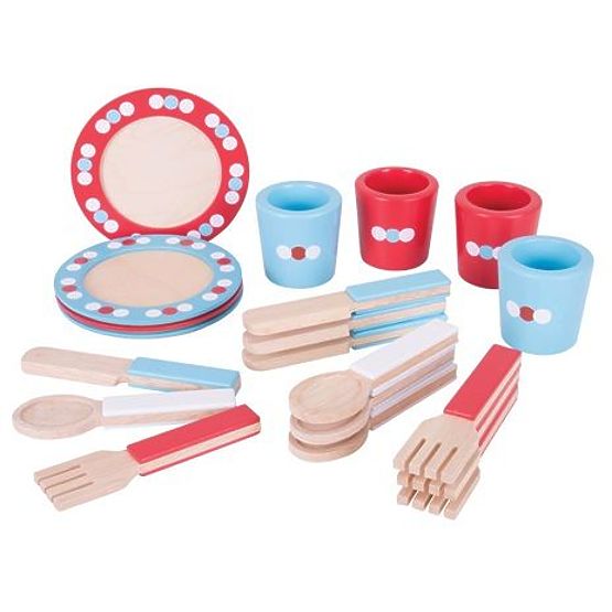 Bigjigs Toys Drveni set za jelo s točkicama