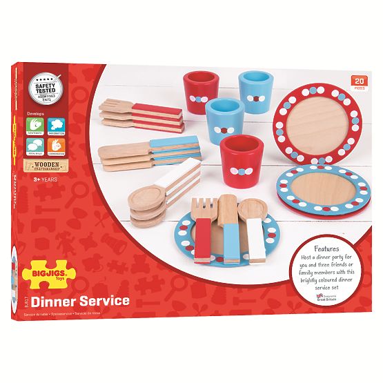 Bigjigs Toys Drveni set za jelo s točkicama