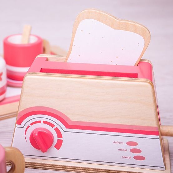 Bigjigs Toys Drveni toster ružičasti - oštećena ambalaža