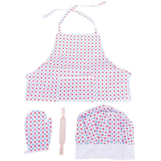 Bigjigs Toys Kuhinjski set s pregačom s točkicama