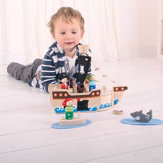 Bigjigs Toys Piratski brod s piratima