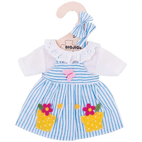 Bigjigs Toys Plava prugasta haljina za lutku 28 cm