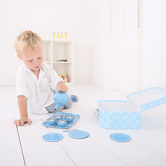 Bigjigs Toys Plavi točkasti čajni set