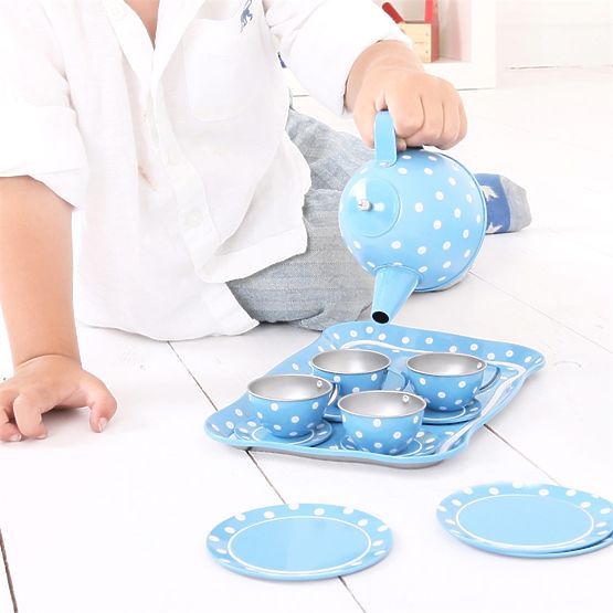 Bigjigs Toys Plavi točkasti čajni set