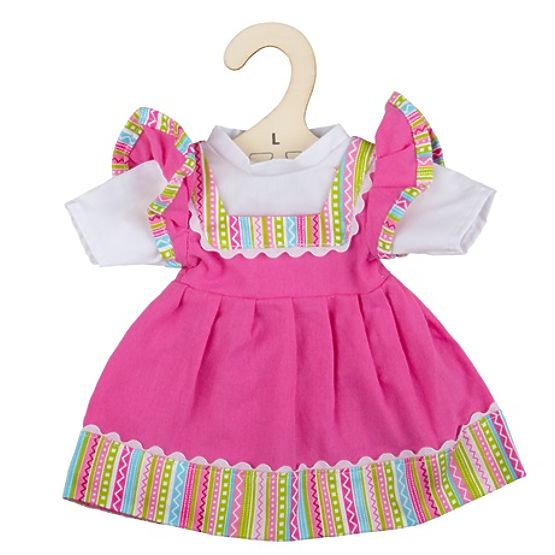 Bigjigs Toys Ružičasta haljina s prugastim obrubom za lutku 38 cm