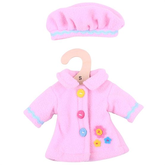 Bigjigs Toys Ružičasti kaputić s gumbima za lutku 28 cm