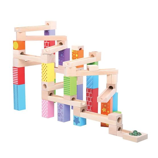 Bigjigs Toys Šarena drvena staza s loptom
