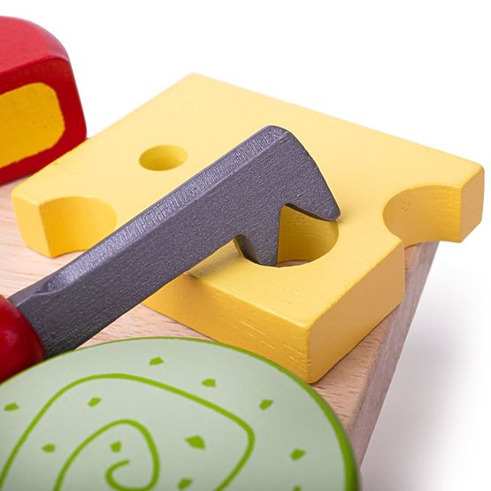 Bigjigs Toys Set drvenih prehrambenih sireva na tanjuru