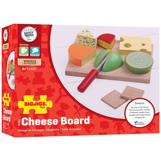Bigjigs Toys Set drvenih prehrambenih sireva na tanjuru