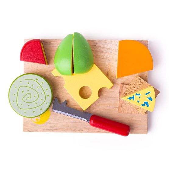Bigjigs Toys Set drvenih prehrambenih sireva na tanjuru