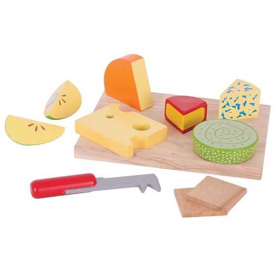 Bigjigs Toys Set drvenih prehrambenih sireva na tanjuru