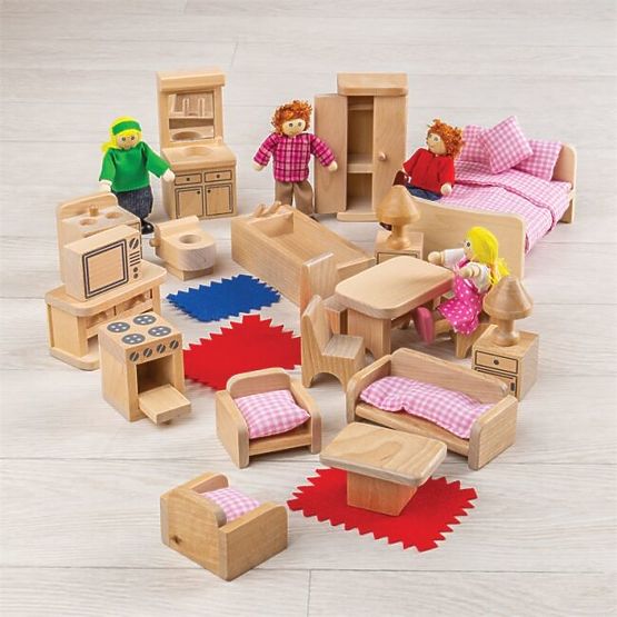 Bigjigs Toys Set namještaja za kućicu i obiteljskih figurica