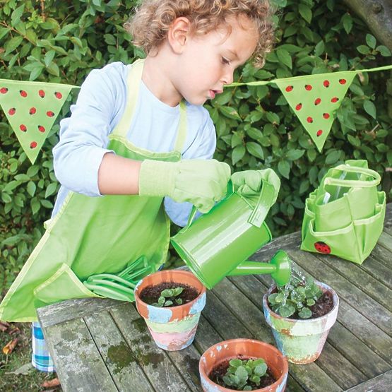 Bigjigs Toys set vrtnog alata u zelenoj platnenoj torbi