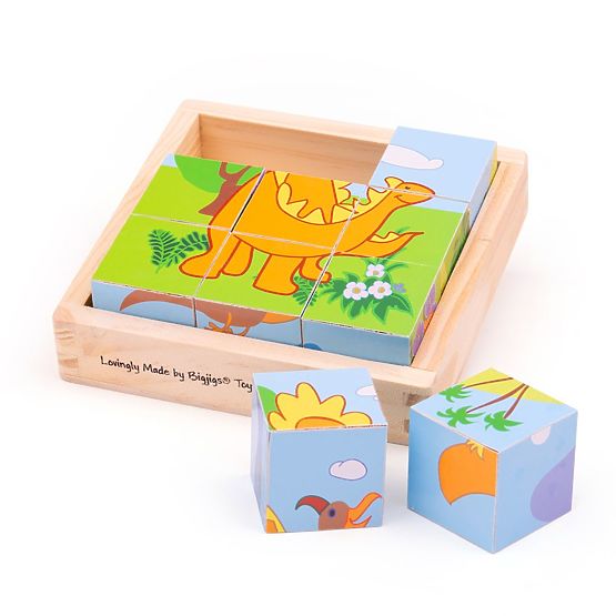 Bigjigs Toys Slagalica s kockama Dinosauri 9 kocaka