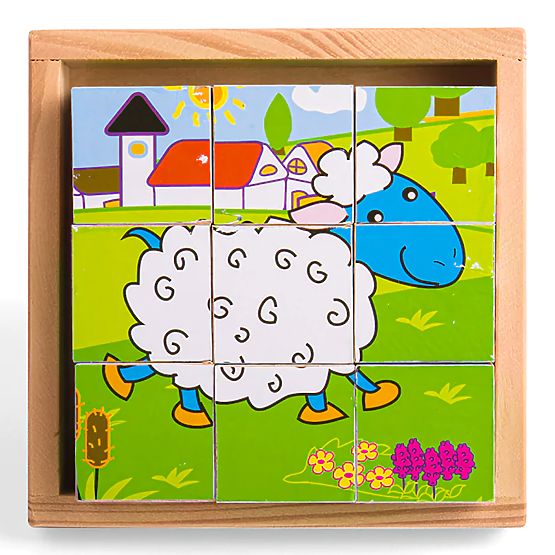 Bigjigs Toys Slikovne kocke kubusi Životinje 9 kocki
