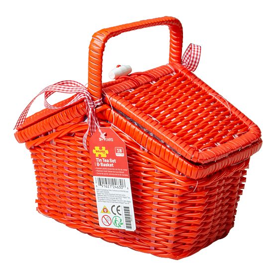 Bigjigs Toys Točkasti čajni set u piknik košari