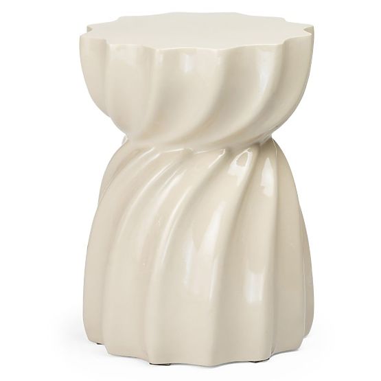 Bočni stolić Bloom 35 cm, bež, sjajni