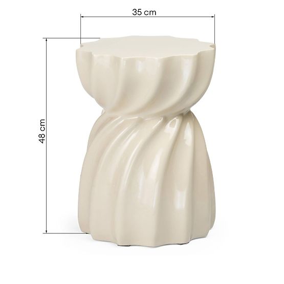 Bočni stolić Bloom 35 cm, bež, sjajni