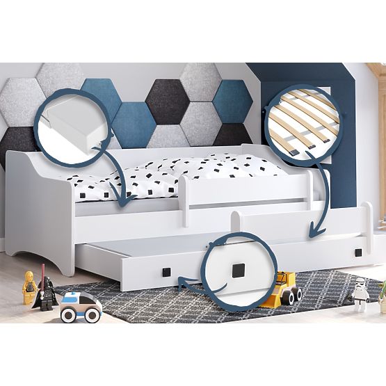 Bračni krevet ERYK s ladicom i zaštitom 160x80 crna ručka