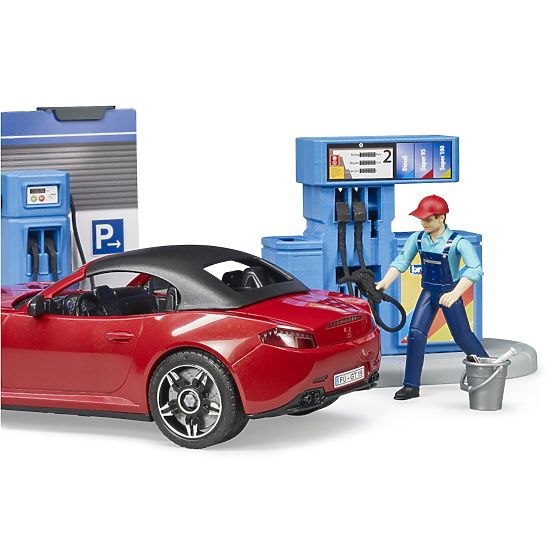 Bruder benzinska postaja s automobilom i 2 figurice