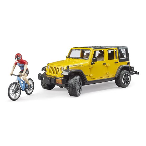Bruder Jeep Wrangler Rubicon s biciklistom i biciklom