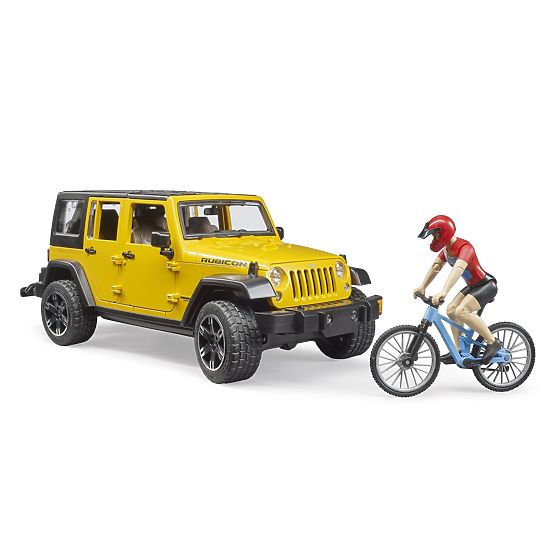 Bruder Jeep Wrangler Rubicon s biciklistom i biciklom